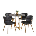 Cosmo-cinch Dining Set - 5 Piece - Gold Metal, Black MDF, Black PU