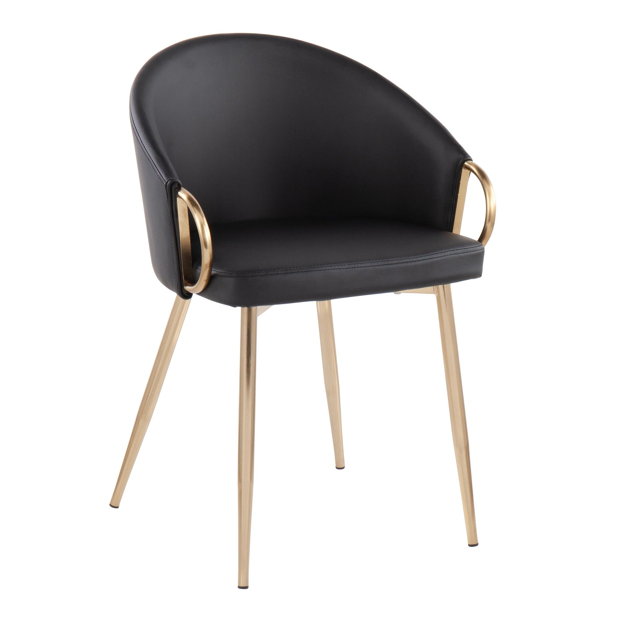 Cosmo-claire Dining Set - 5 Piece - Gold Metal, Black MDF, Black PU