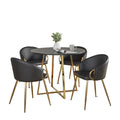 Cosmo-claire Dining Set - 5 Piece - Gold Metal, Black MDF, Black PU