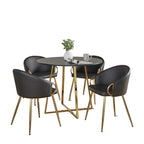 Cosmo-claire Dining Set - 5 Piece - Gold Metal, Black MDF, Black PU