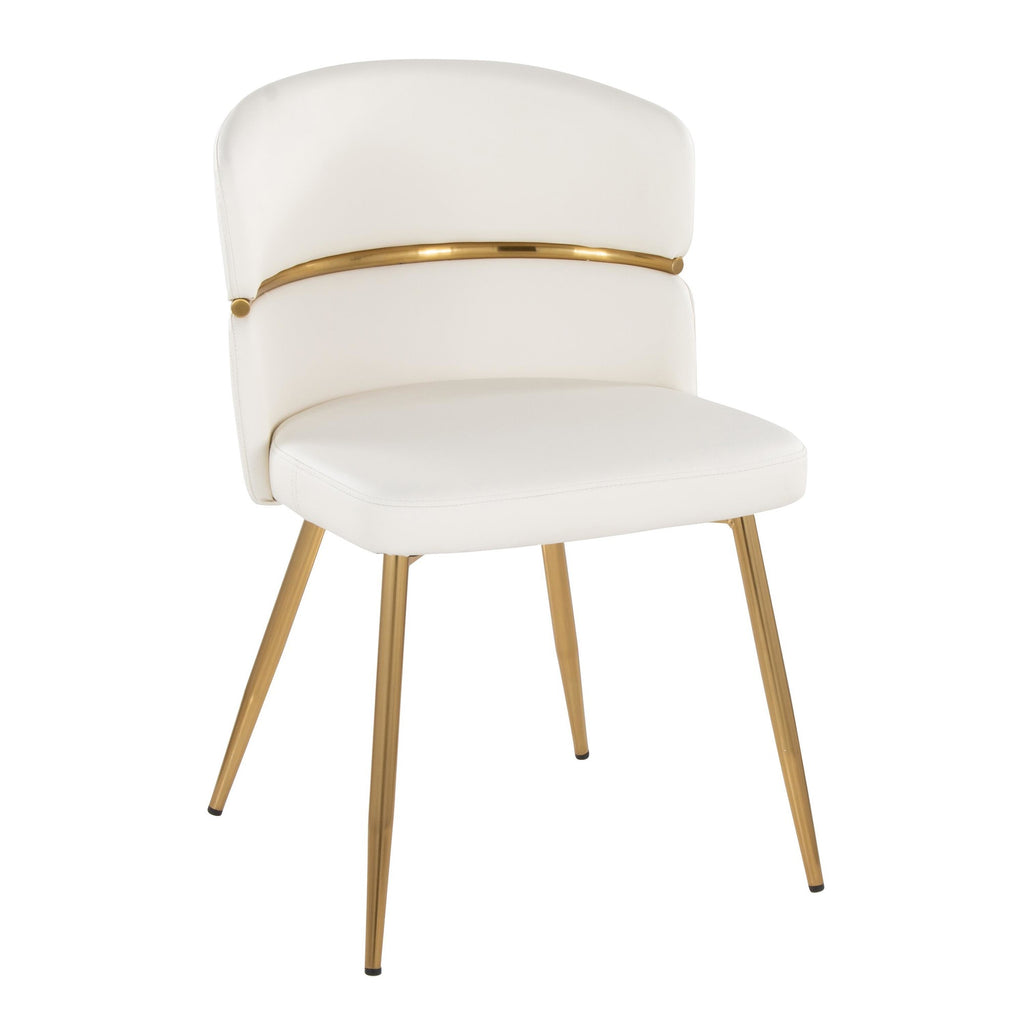 Cosmo-cinch Dining Set - 5 Piece - Gold Metal, White MDF, White PU