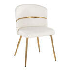 Cosmo-cinch Dining Set - 5 Piece - Gold Metal, White MDF, White PU