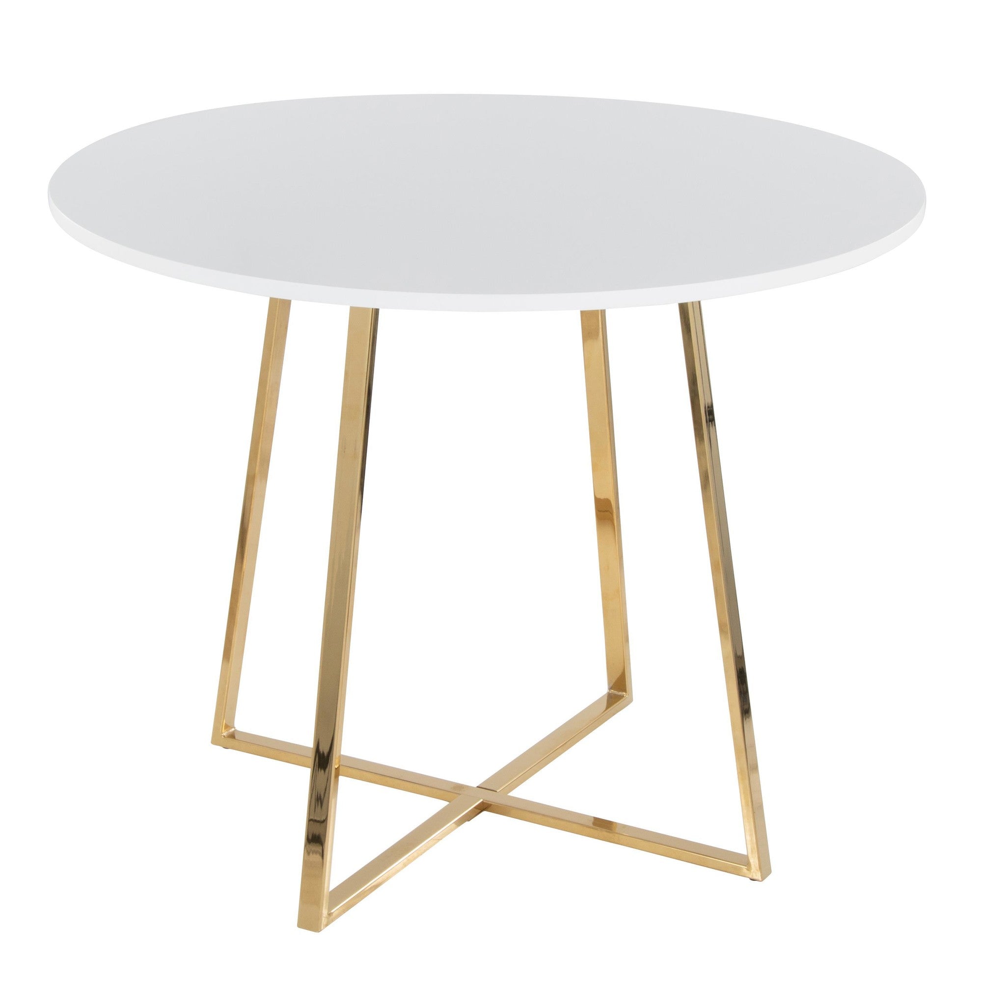 Cosmo-cinch Dining Set - 5 Piece - Gold Metal, White MDF, White PU