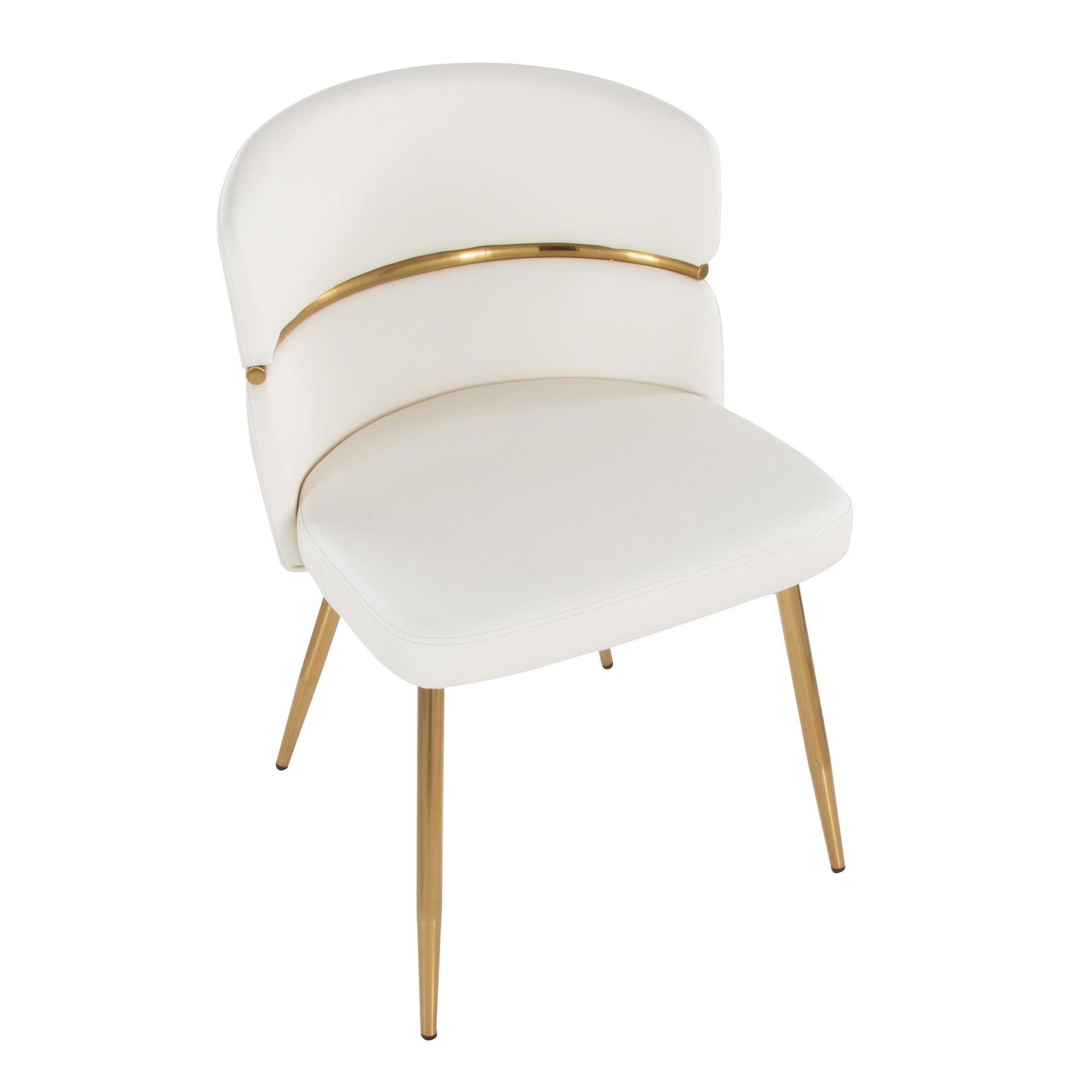 Cosmo-cinch Dining Set - 5 Piece - Gold Metal, White MDF, White PU