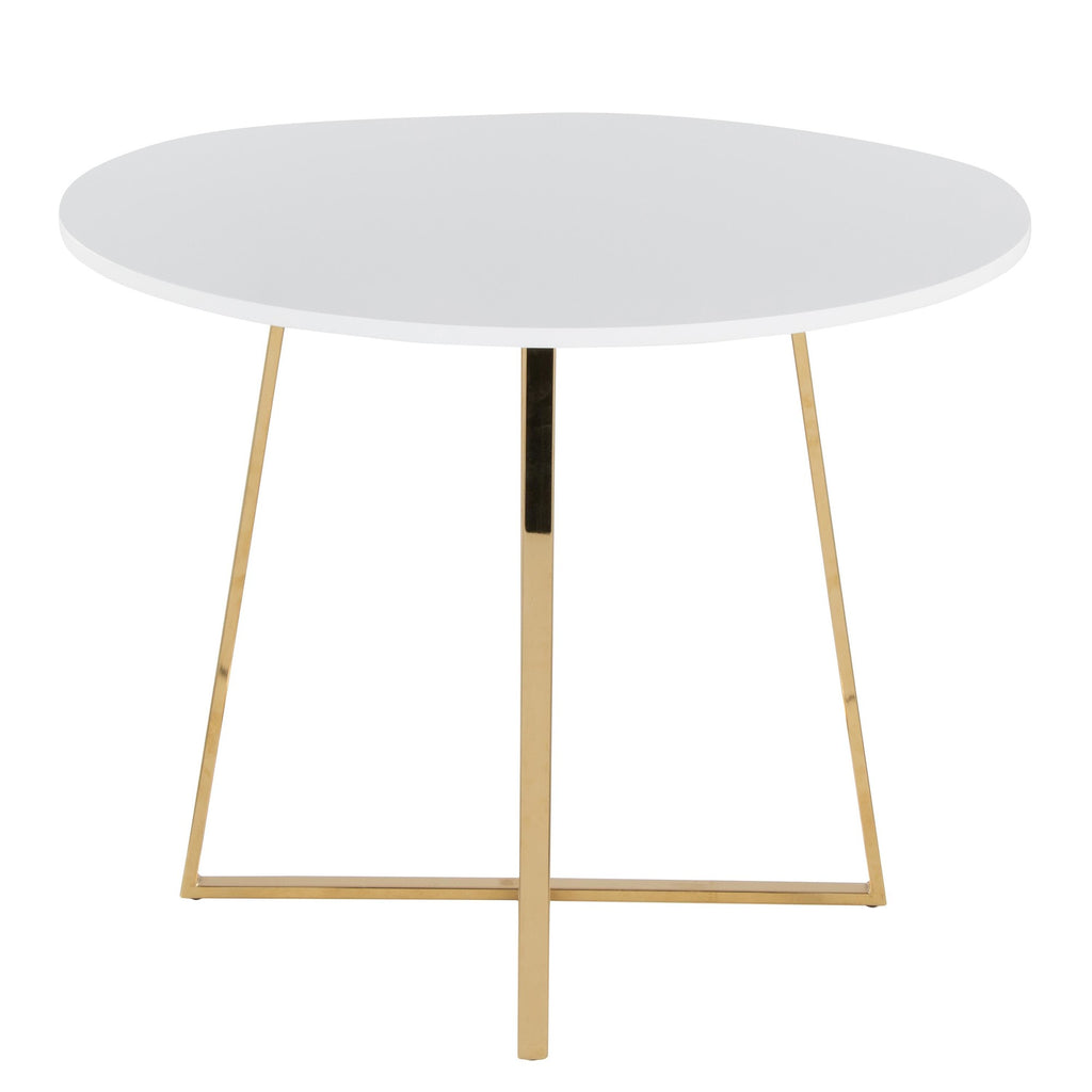 Cosmo-cinch Dining Set - 5 Piece - Gold Metal, White MDF, White PU