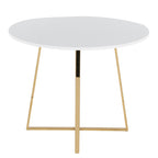 Cosmo-cinch Dining Set - 5 Piece - Gold Metal, White MDF, White PU