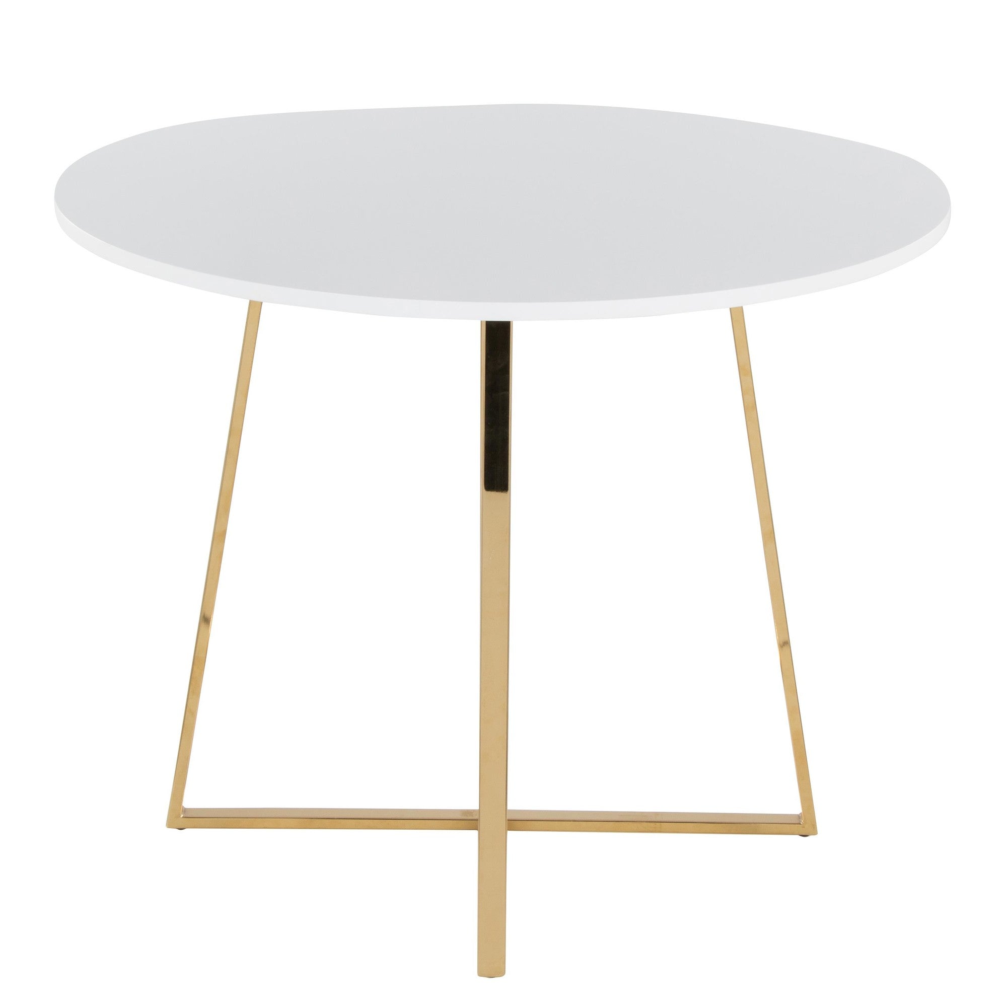 Cosmo-cinch Dining Set - 5 Piece - Gold Metal, White MDF, White PU