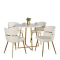 Cosmo-cinch Dining Set - 5 Piece - Gold Metal, White MDF, White PU