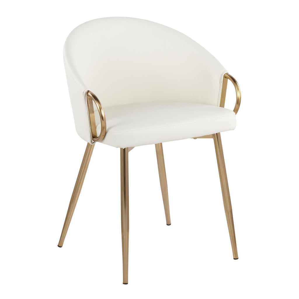 Cosmo-claire Dining Set - 5 Piece - Gold Metal, White MDF, White PU