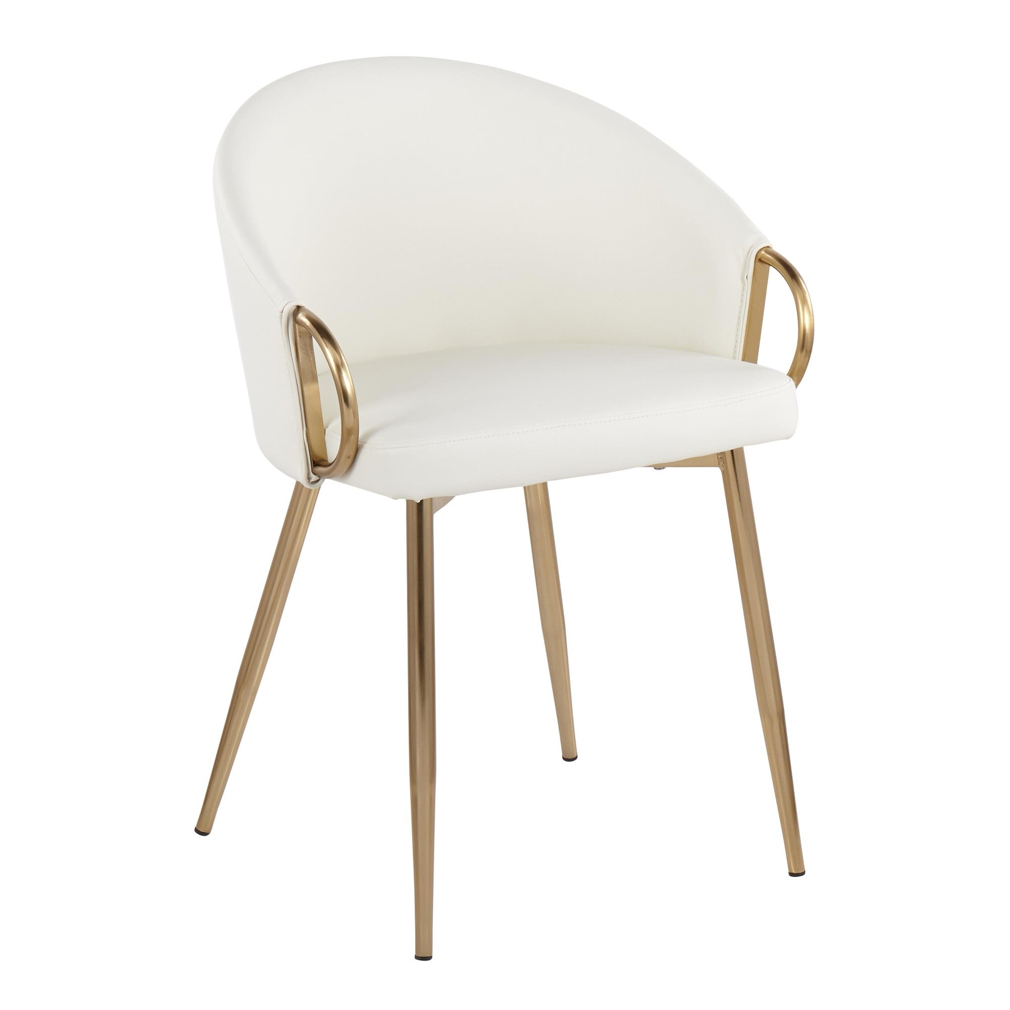 Cosmo-claire Dining Set - 5 Piece - Gold Metal, White MDF, White PU
