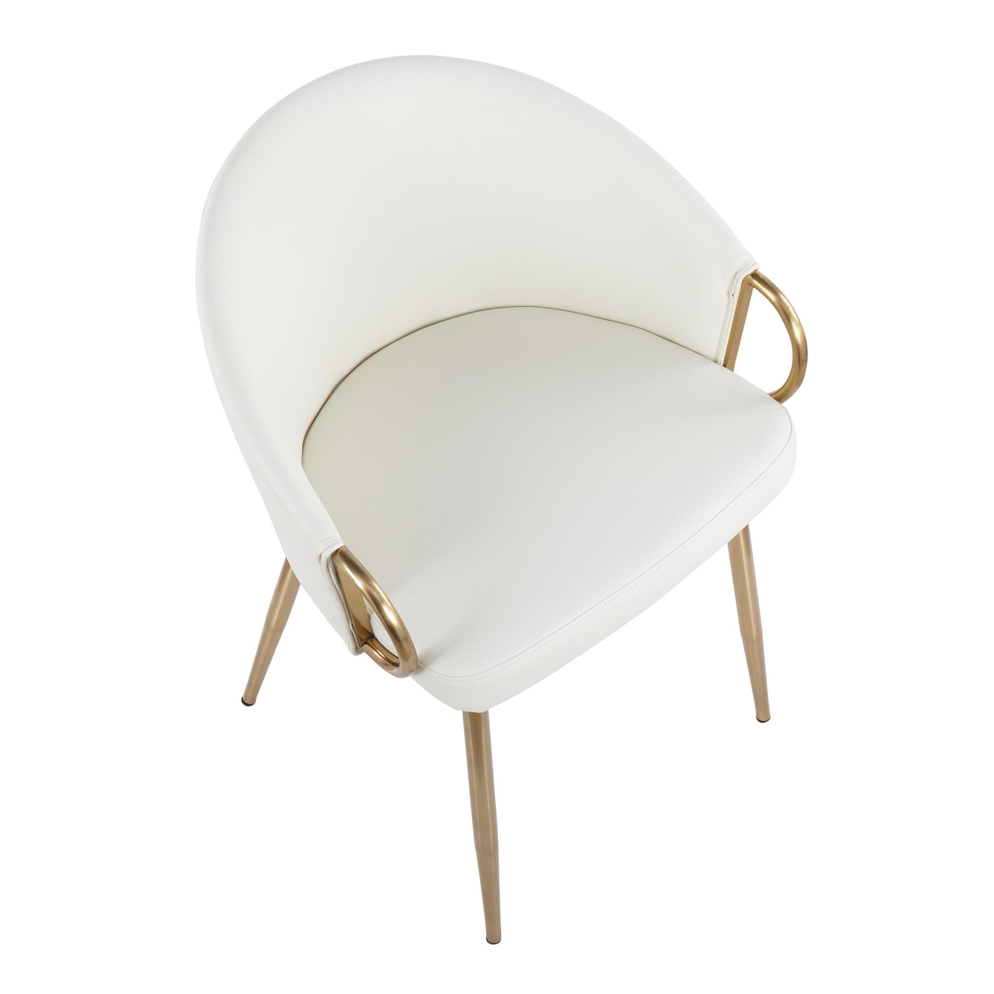Cosmo-claire Dining Set - 5 Piece - Gold Metal, White MDF, White PU