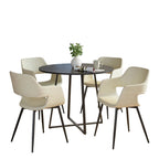 Cosmo-margarite Dining Set - 5 Piece - Black Metal, Black MDF, Cream PU