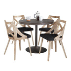 Dakota-charlotte Dining Set - 5 Piece - Antique Metal, Espresso Bamboo, Charcoal Fabric, Whitewashed Wood