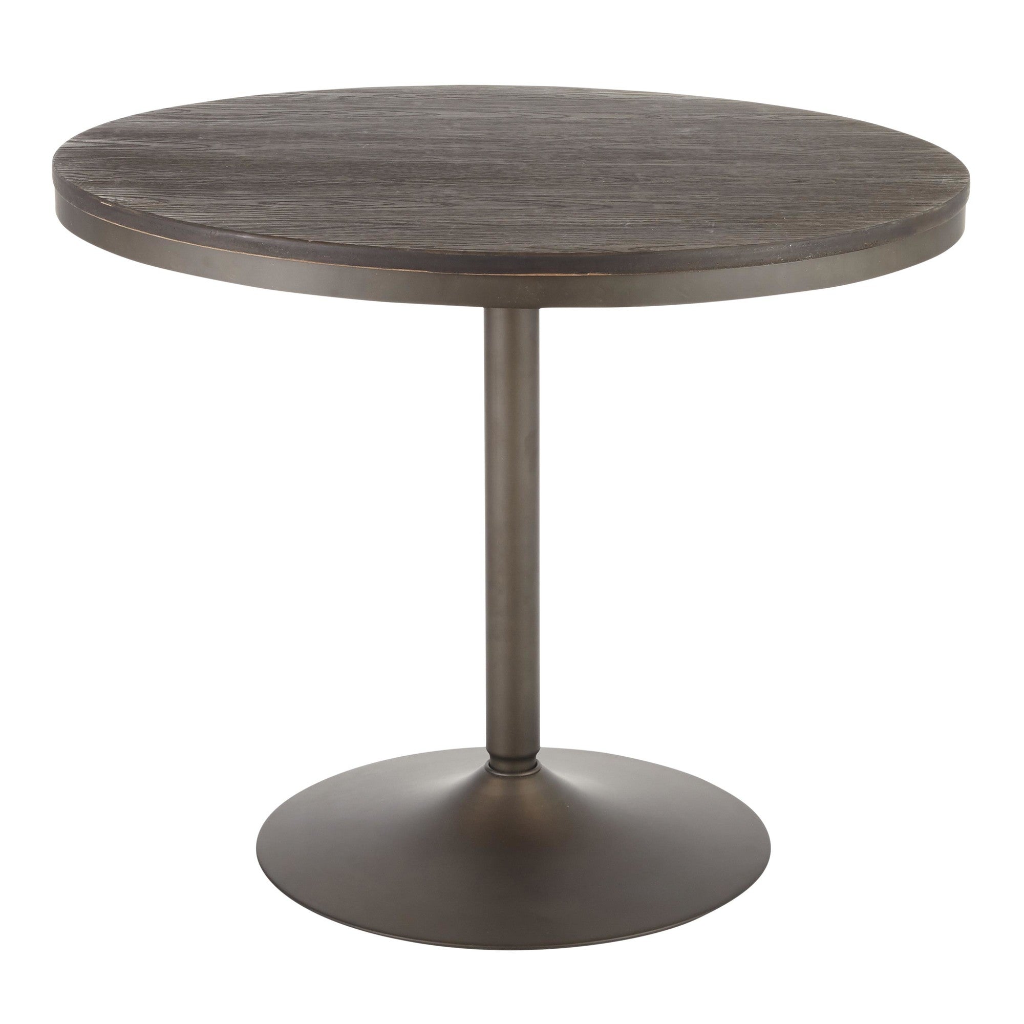 Dakota-charlotte Dining Set - 5 Piece - Antique Metal, Espresso Bamboo, Cream Noise Fabric, Whitewashed Wood