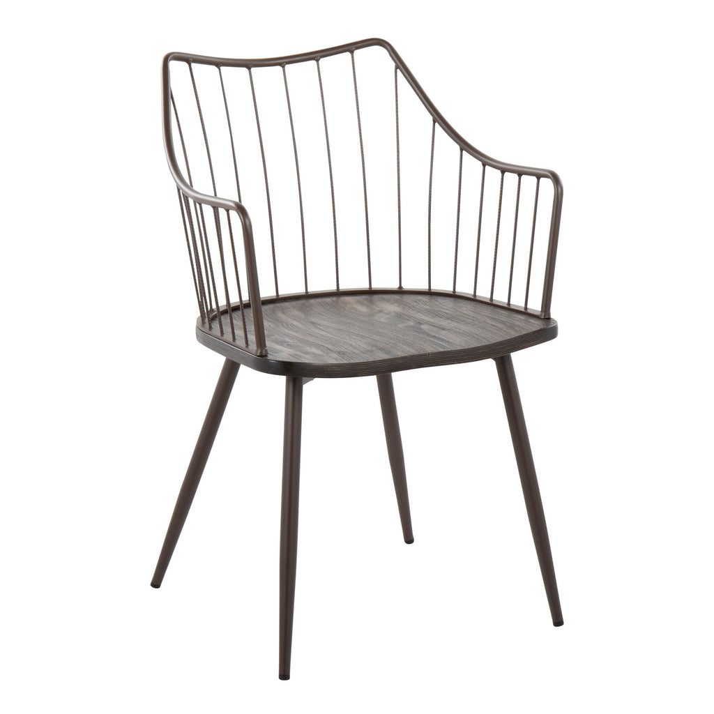 Dakota-winston Dining Set - 5 Piece - Black Metal, Black Wood, Brown Metal, Dark Walnut Wood