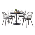 Dakota-winston Dining Set - 5 Piece - Black Metal, Black Wood, Brown Metal, Dark Walnut Wood