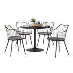 Dakota-winston Dining Set - 5 Piece - Black Metal, Black Wood, Brown Metal, Dark Walnut Wood