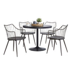 Dakota-winston Dining Set - 5 Piece - Black Metal, Black Wood, Brown Metal, Dark Walnut Wood