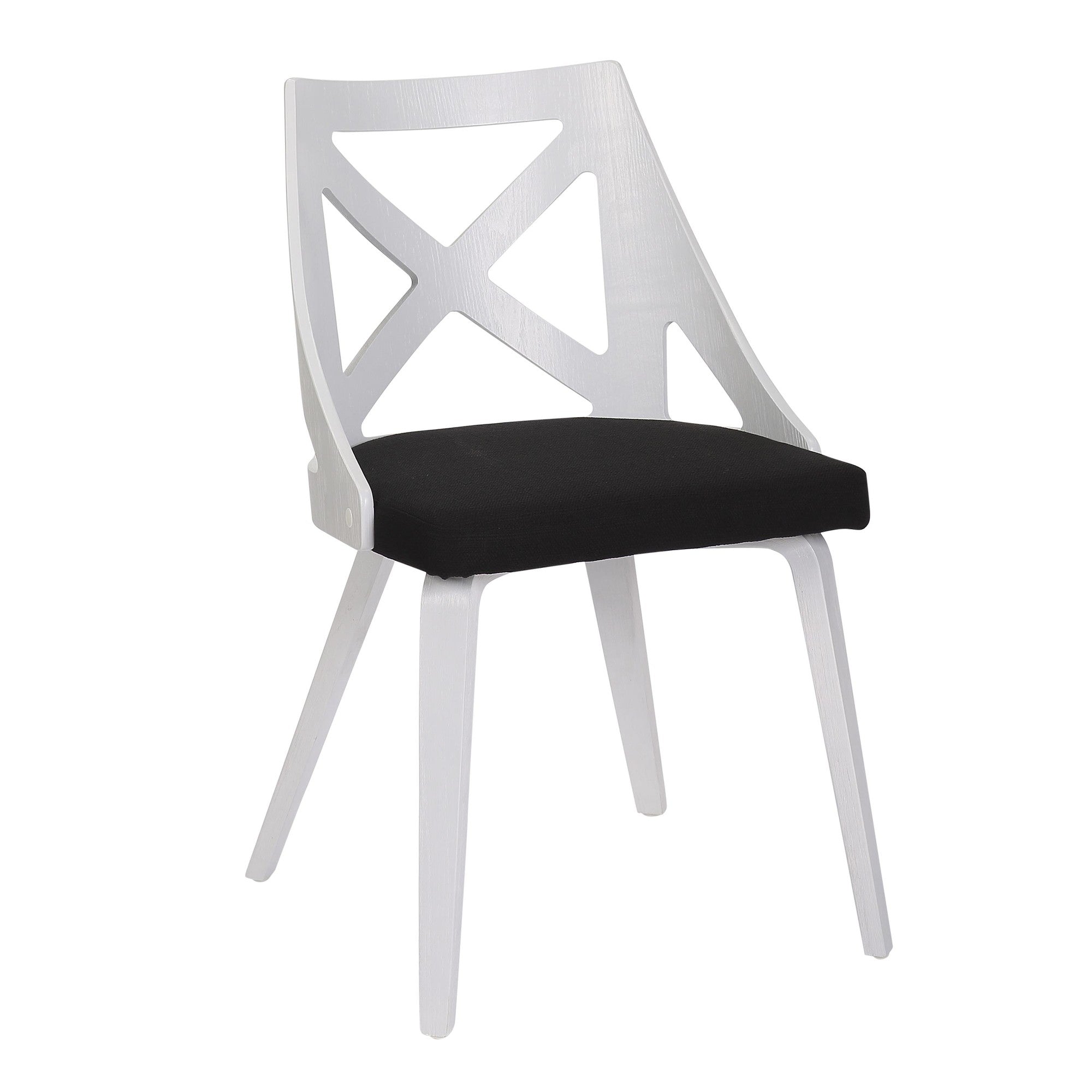 Dakota-charlotte Dining Set - 5 Piece - White Steel, White Wood, Charcoal Fabric, White Textured Wood
