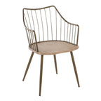 Dakota-winston Dining Set - 5 Piece - White Steel, White Wood, Antique Copper Metal, Whitewashed Wood