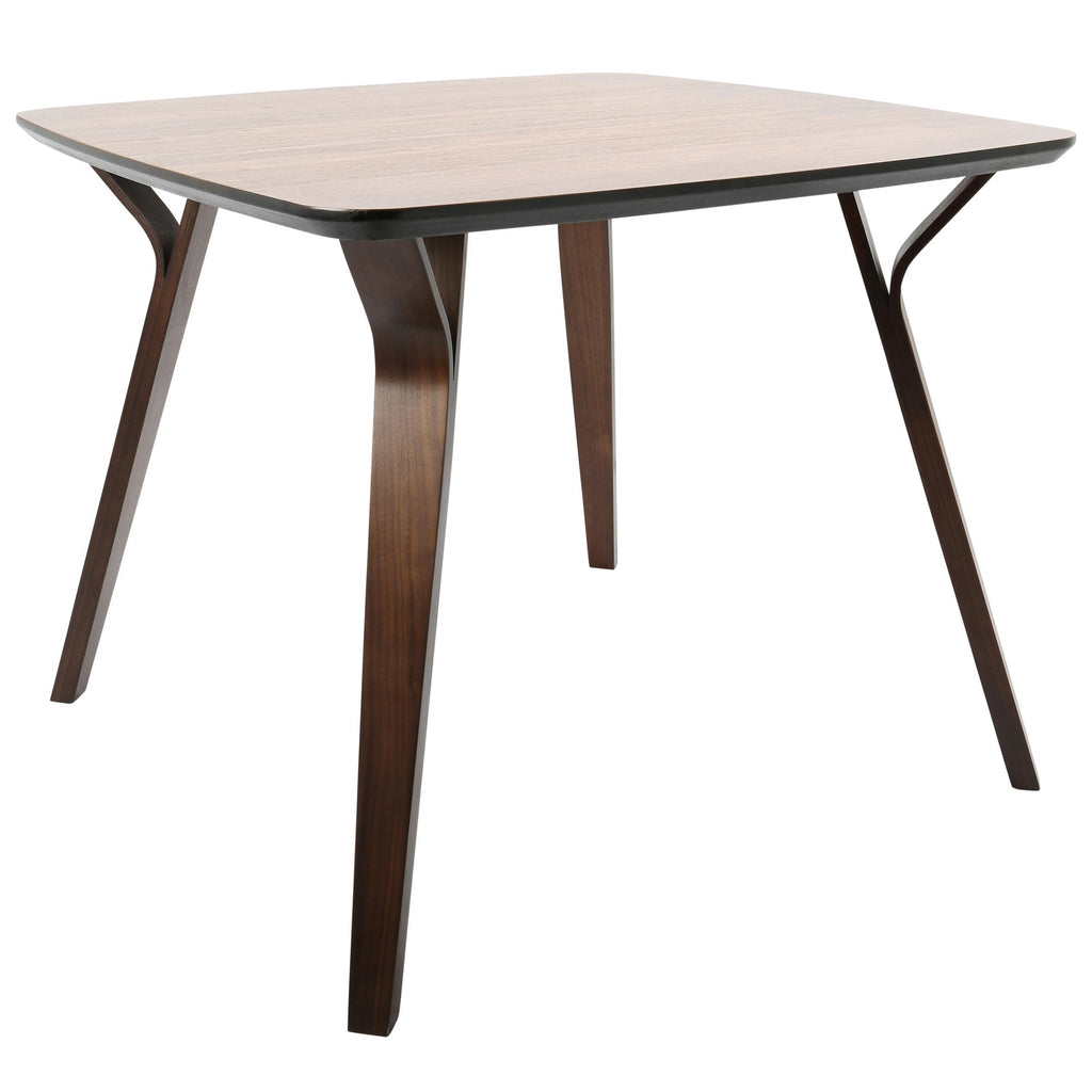 Folia-fabrico Square Dining Set - 5 Piece - Walnut Wood, Camel PU