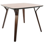 Folia-fabrico Square Dining Set - 5 Piece - Walnut Wood, Camel PU