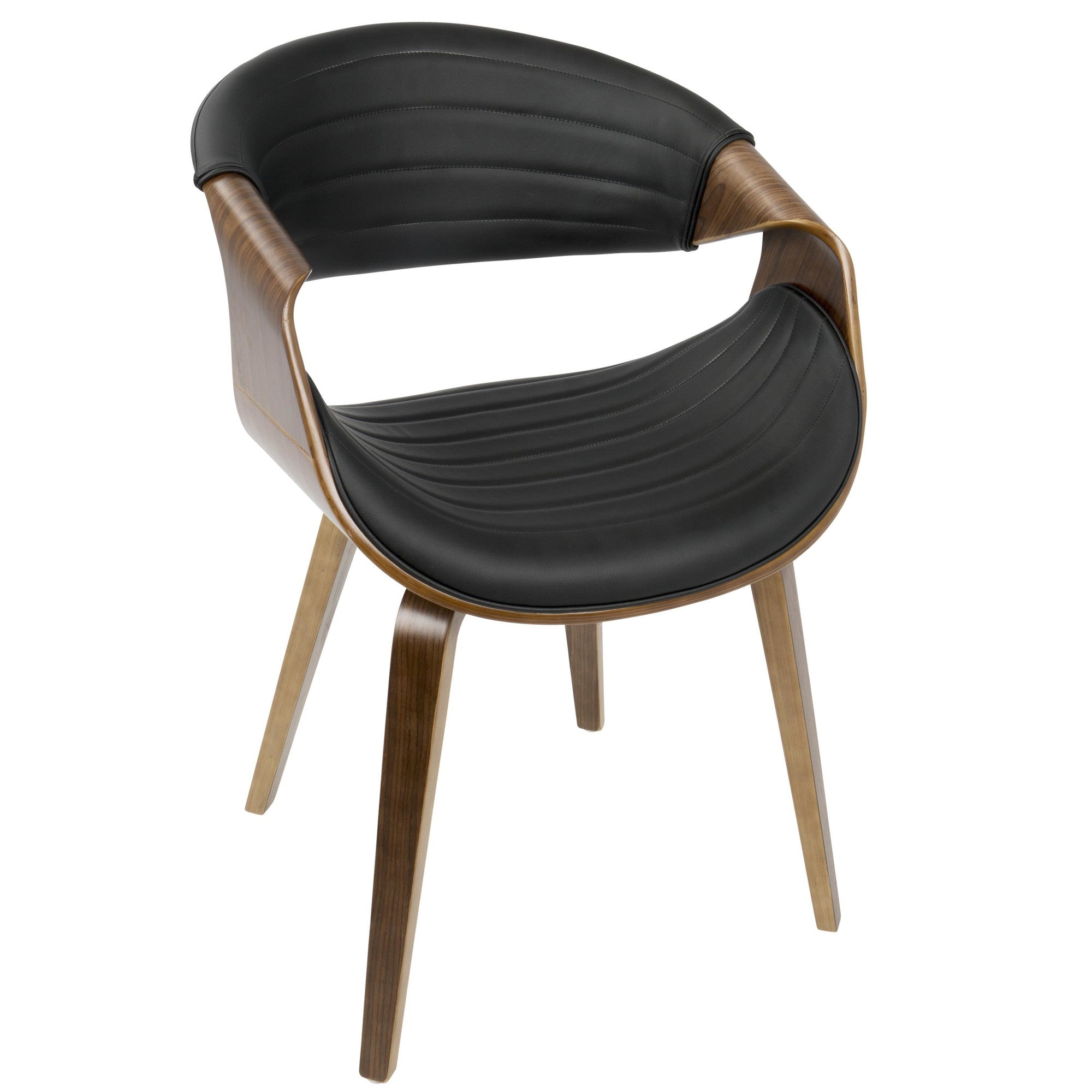 Folia-symphony Square Dining Set - 5 Piece - Clear Glass, Walnut Wood, Black PU