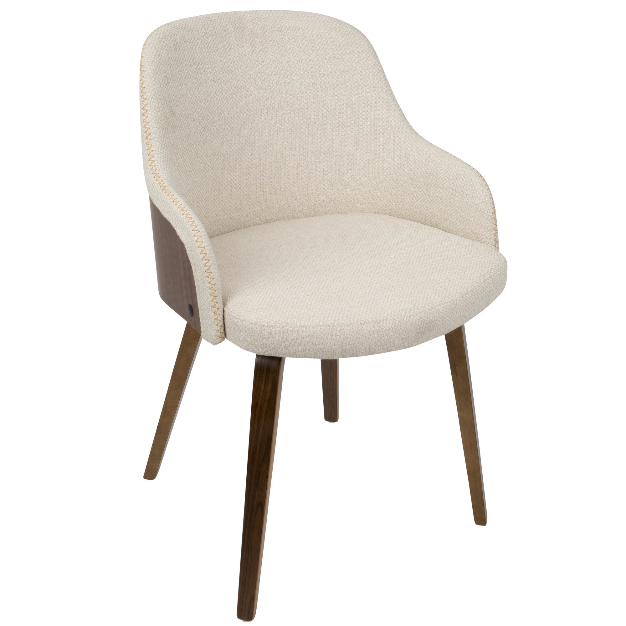 Folia-bacci Dining Set - 5 Piece - Walnut Wood, Cream Fabric