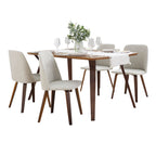 Folia-toriano Dining Set - 5 Piece - Walnut Wood, Beige Fabric