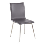 Fuji-mason Upholstered Swivel Dining Set - 5 Piece - Brushed Stainless Steel, Clear Glass, Grey PU