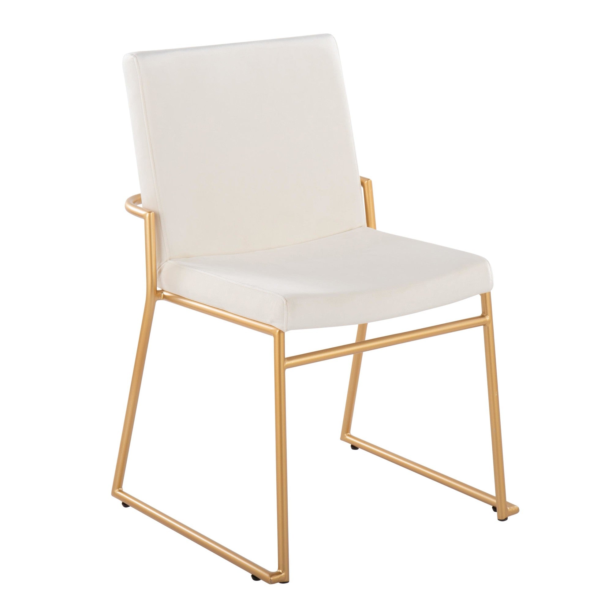 Fuji-dutchess Dining Set - 5 Piece - Gold Metal, White Marble, Cream Velvet