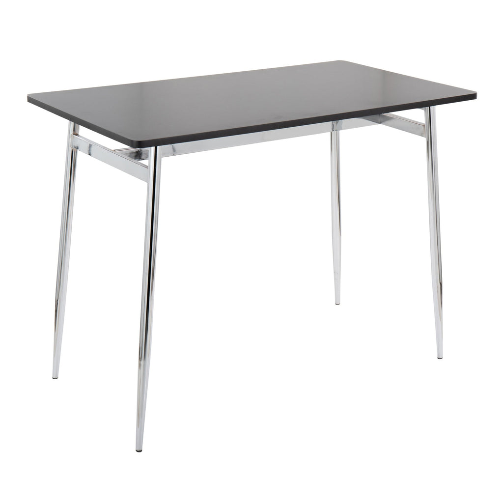 Marcel-mason Swivel Counter Height Dining Set - 5 Piece - Chrome Metal, Black Wood, Walnut Wood, Black PU, Stainless Steel