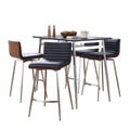 Marcel-mason Swivel Counter Height Dining Set - 5 Piece - Chrome Metal, Black Wood, Walnut Wood, Black PU, Stainless Steel