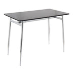 Marcel-mason Swivel Counter Height Dining Set - 5 Piece - Chrome Metal, Black Wood, Walnut Wood, Grey PU, Stainless Steel
