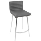 Marcel-mason Swivel Counter Height Dining Set - 5 Piece - Chrome Metal, Black Wood, Walnut Wood, Grey PU, Stainless Steel