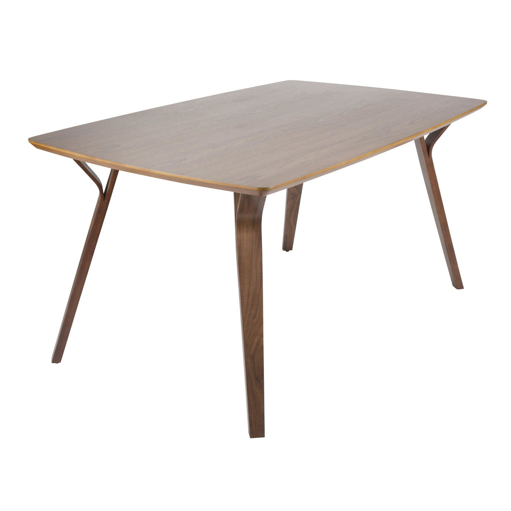 Folia Fabrico Dining Set - 7 Piece - Walnut Wood, Grey Noise Fabric