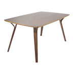 Folia Fabrico Dining Set - 7 Piece - Walnut Wood, Grey Noise Fabric