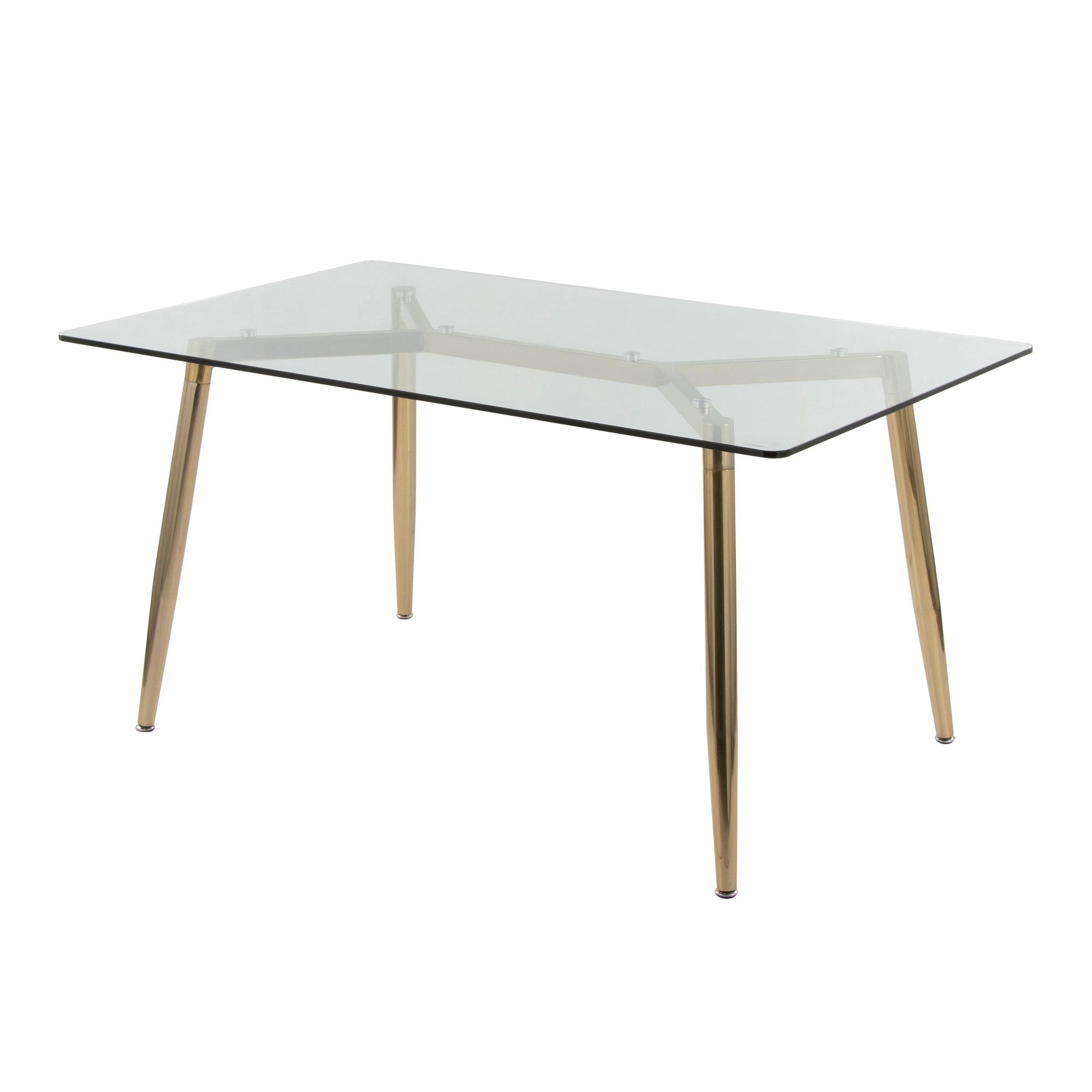 Clara Dining Table - Gold Metal, Clear Glass
