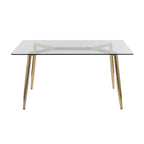 Clara Dining Table - Gold Metal, Clear Glass