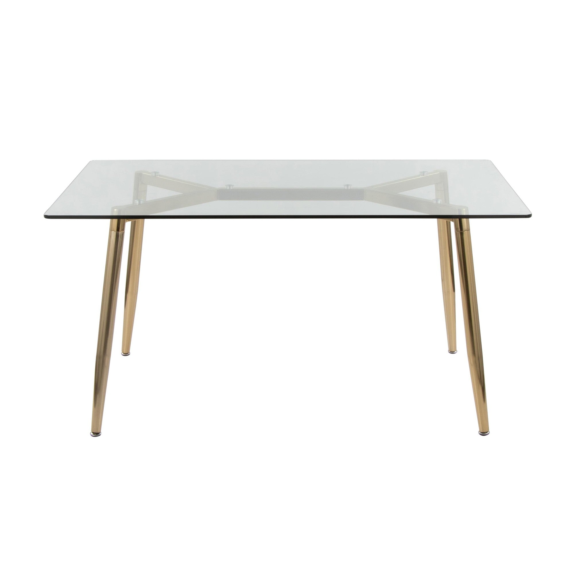 Clara Dining Table - Gold Metal, Clear Glass