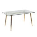 Clara Dining Table - Gold Metal, Clear Glass