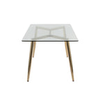 Clara Dining Table - Gold Metal, Clear Glass