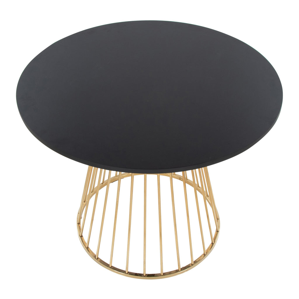 Canary Dining Table - Gold Metal, Black MDF