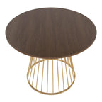 Canary Dining Table - Gold Metal, Walnut Wood
