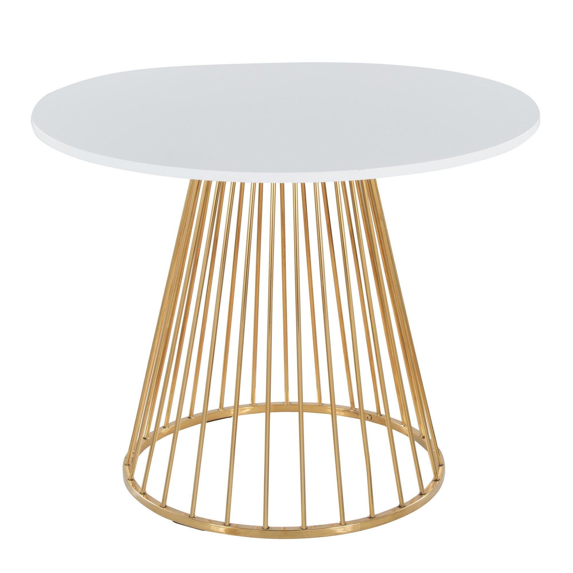Canary Dining Table - Gold Metal, White MDF