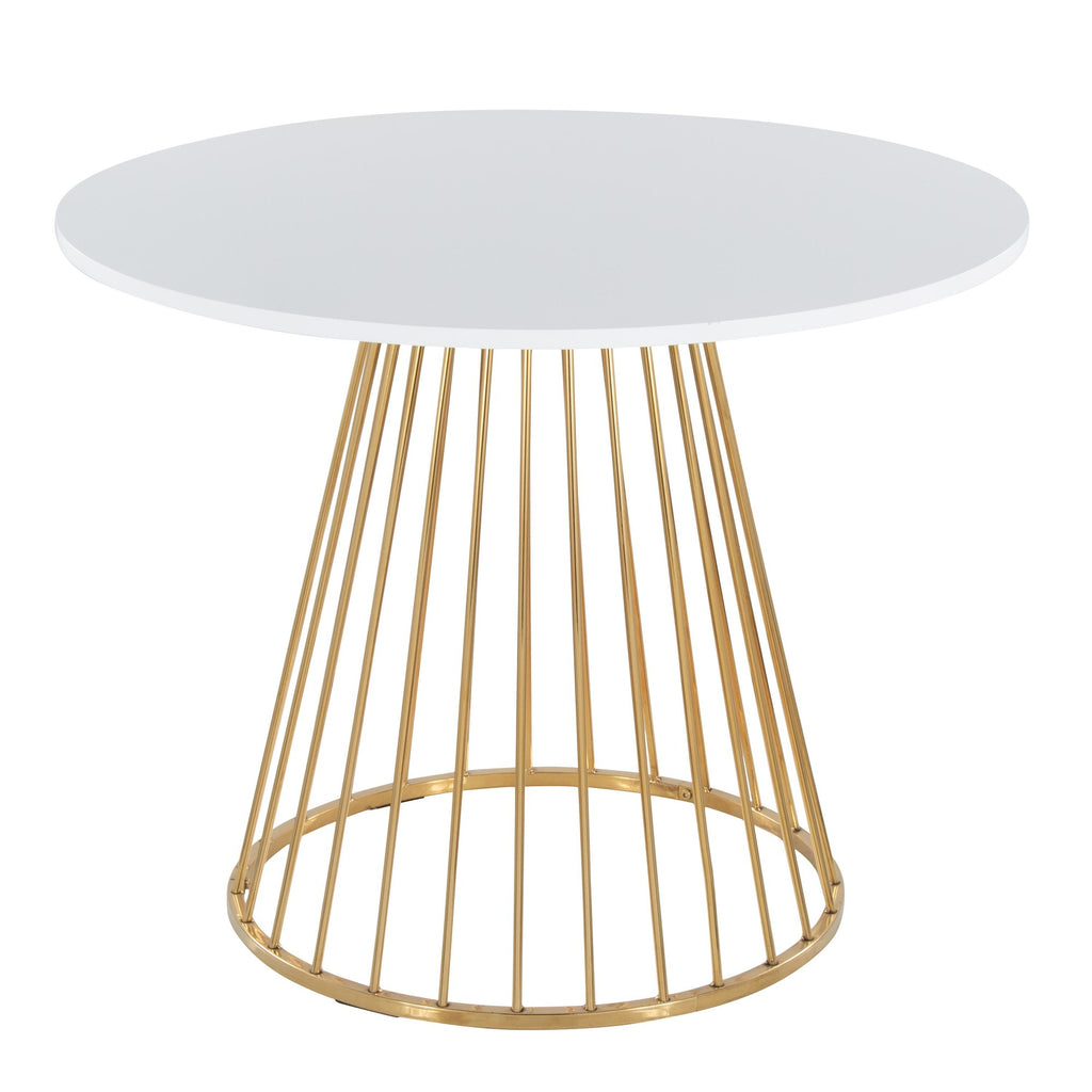Canary Dining Table - Gold Metal, White MDF