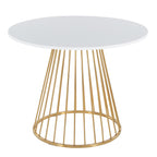 Canary Dining Table - Gold Metal, White MDF