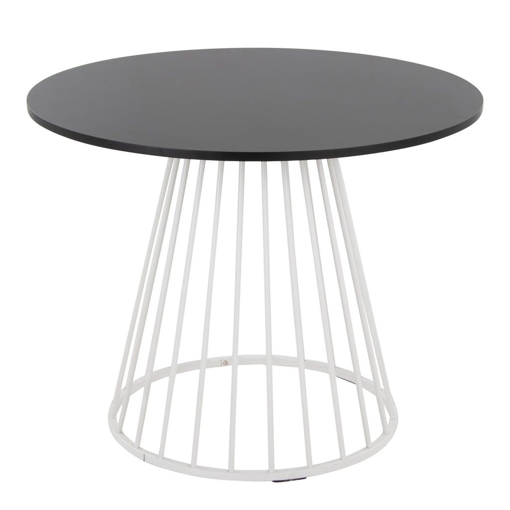 Canary Dining Table - White Metal, Black MDF