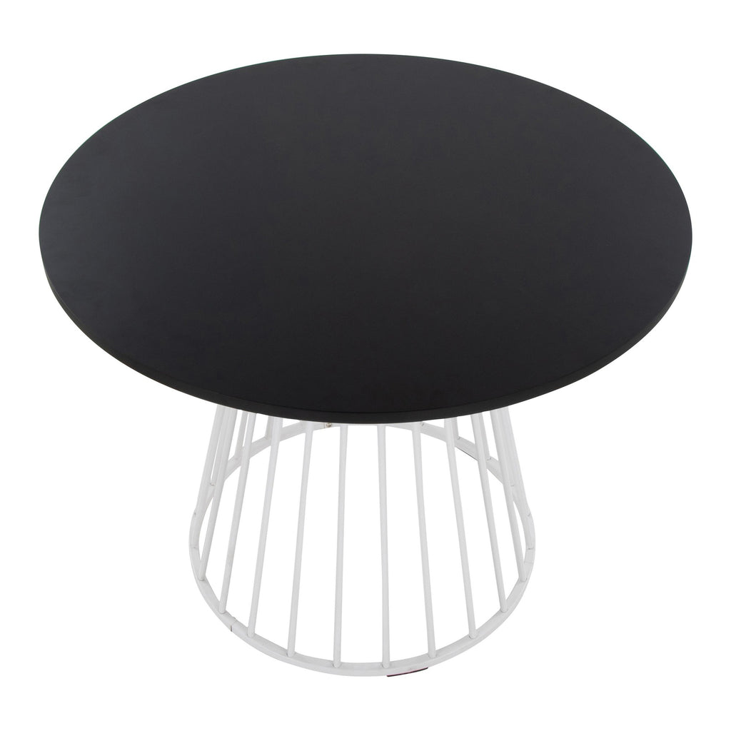 Canary Dining Table - White Metal, Black MDF