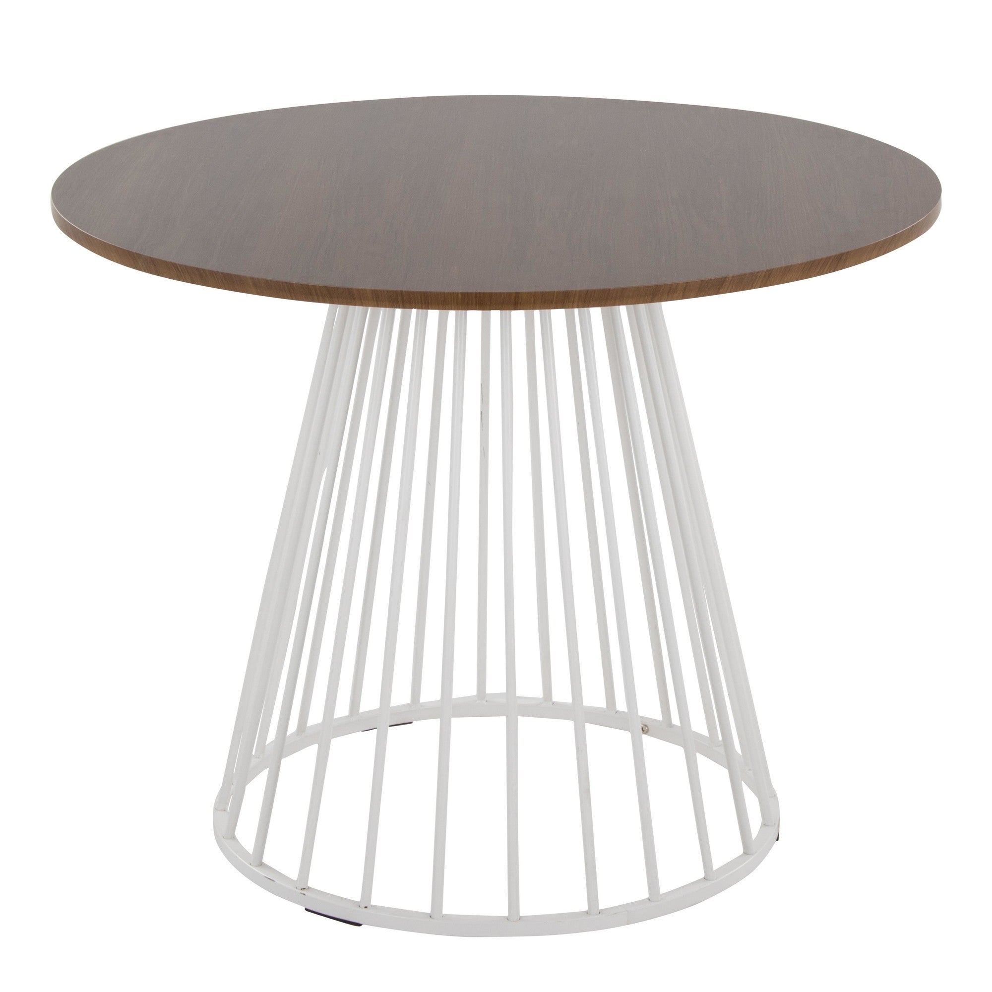 Canary Dining Table - White Metal, Walnut Wood